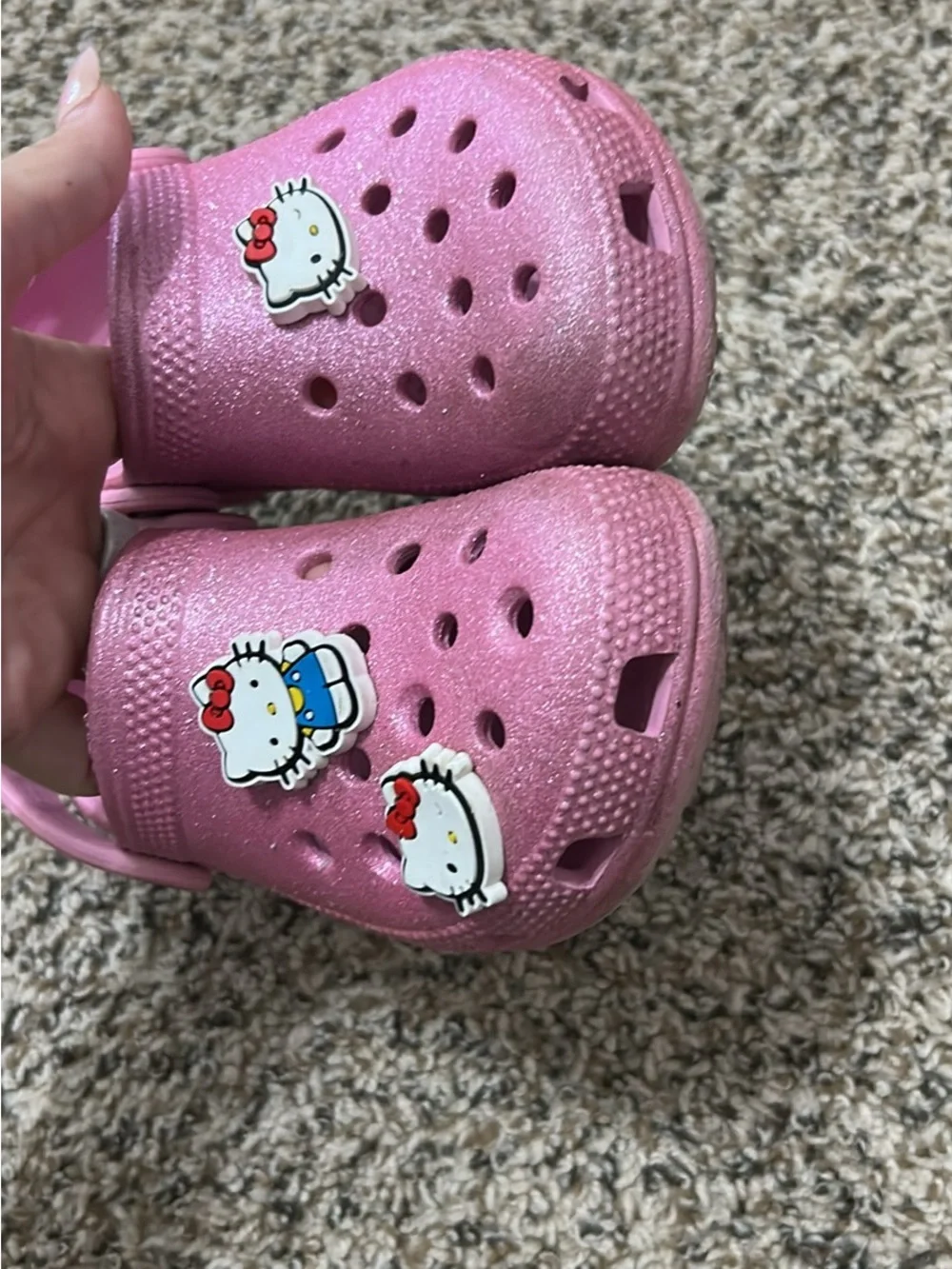 Glitter Pink Kids Crocs Sandals